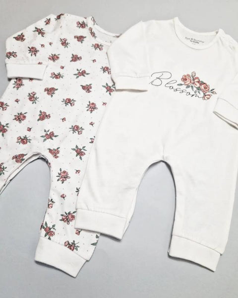 Sinsay Fox & Bunny Baby Girl White 2 Pack Overall| Sinsay In Lebanon