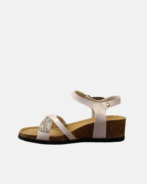 Gaia Women's White Sandals With Bands SI389 shr