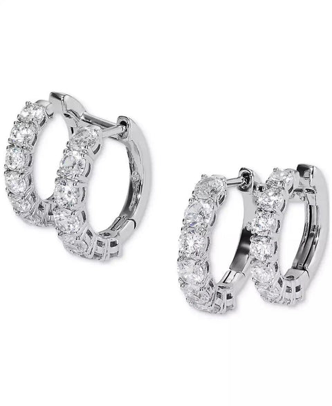 Eliot Danori Women's Silver-Tone Cubic Zirconia Small Linked Hoop Earrings | Eliot Danori In Lebanon