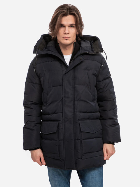 Tom Tailor Men's Black Hooded Puff Jacket | Tom Tailor In Lebanon