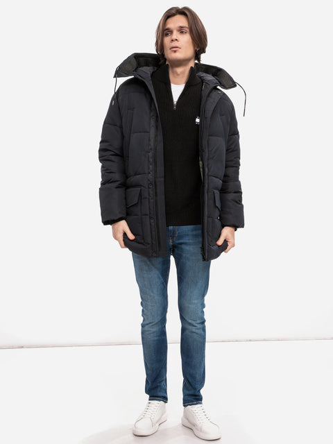 Tom Tailor Men's Black Hooded Puff Jacket | Tom Tailor In Lebanon