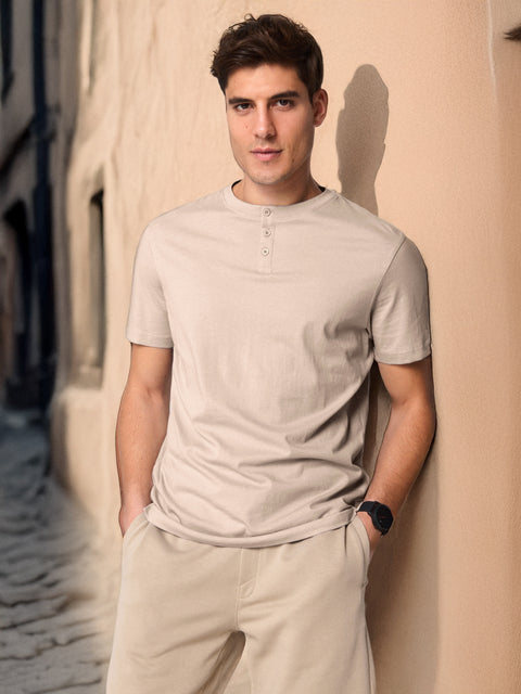 Sinsay Men's Beige  Henley  T-Shirt | Sinsay in Lebanon