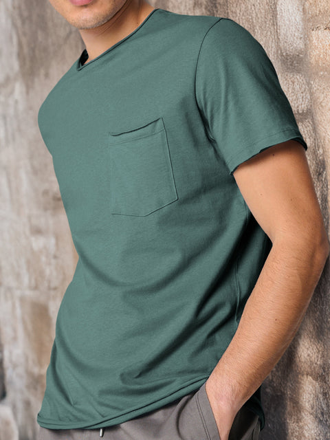 Sinsay Men's Dark Green Chest Pocket Short Sleeve T-Shirt | Sinsay In Lebanon