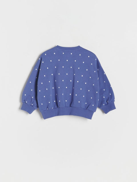 Reserved Baby Girl's Navy Dotted Crew Neck Long Sleeve Sweatshirt |Reserved In Lebanon