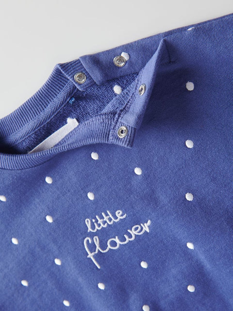 Reserved Baby Girl's Navy Dotted Crew Neck Long Sleeve Sweatshirt |Reserved In Lebanon