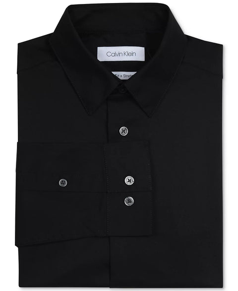 Calvin Klein Boy's Black Slim Fit Solid Stretch Poplin Dress Shirt | Calvin Klein In Lebanon