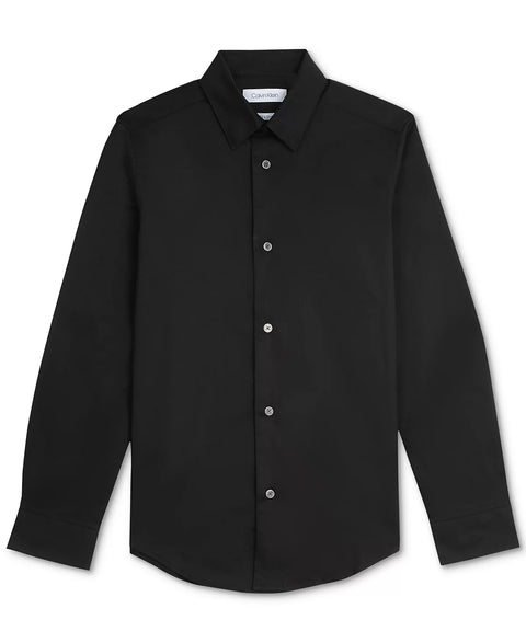 Calvin Klein Boy's Black Slim Fit Solid Stretch Poplin Dress Shirt | Calvin Klein In Lebanon