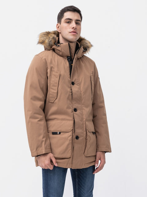 Tom Tailor Men's Tan Quilted Four Pockets Winter Jacket | Tom Tailor In Lebanon