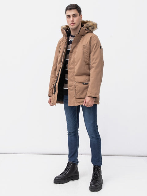 Tom Tailor Men's Tan Quilted Four Pockets Winter Jacket | Tom Tailor In Lebanon