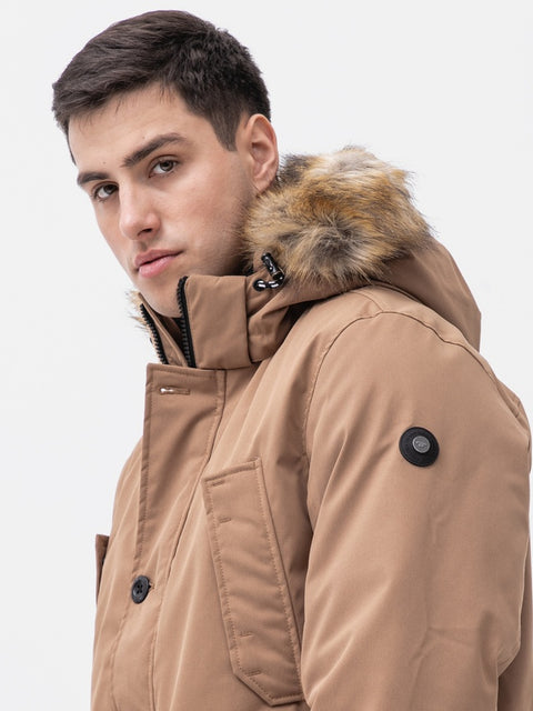 Tom Tailor Men's Tan Quilted Four Pockets Winter Jacket | Tom Tailor In Lebanon