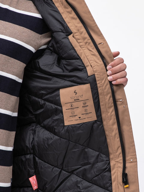 Tom Tailor Men's Tan Quilted Four Pockets Winter Jacket | Tom Tailor In Lebanon