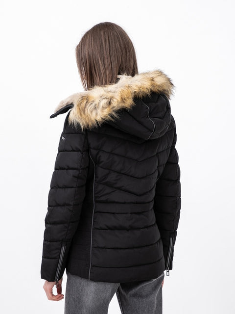 Tom Tailor Women's Black Quilted Hooded Winter Jacket |Tom Tailor In Lebanon