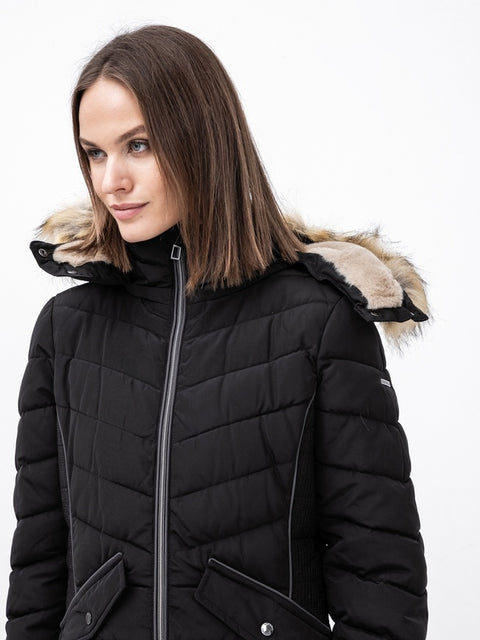 Tom Tailor Women's Black Quilted Hooded Winter Jacket |Tom Tailor In Lebanon