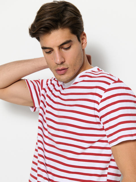 Sinsay Men's Red/White Striped Short-Sleeve T-Shirt | Sinsay In Lebanon