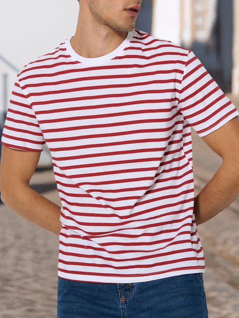 Sinsay Men's Red/White Striped Short-Sleeve T-Shirt | Sinsay In Lebanon