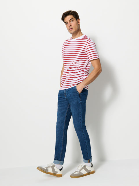 Sinsay Men's Red/White Striped Short-Sleeve T-Shirt | Sinsay In Lebanon