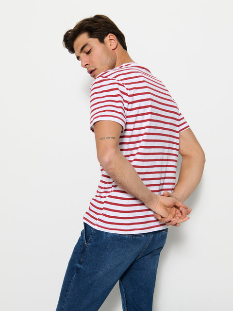 Sinsay Men's Red/White Striped Short-Sleeve T-Shirt | Sinsay In Lebanon