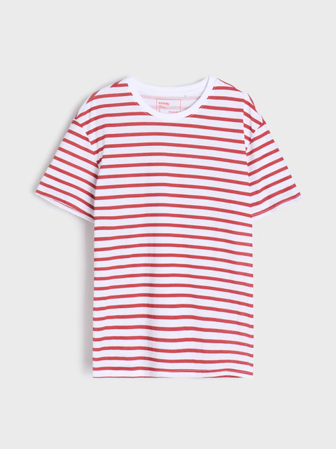 Sinsay Men's Red/White Striped Short-Sleeve T-Shirt | Sinsay In Lebanon