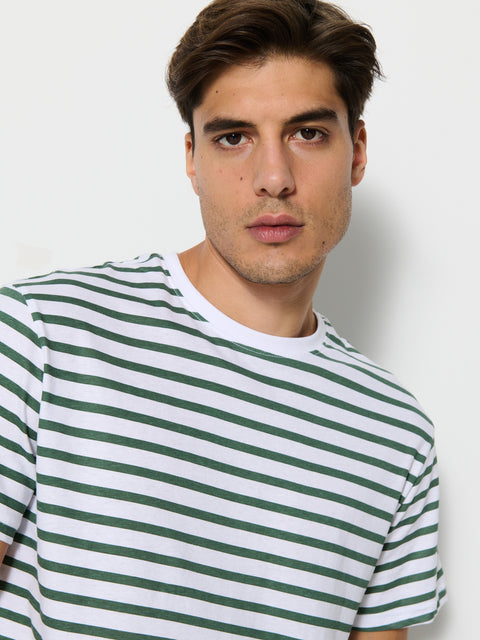 Sinsay Men's Green/White Striped Short-Sleeved T-Shirt | Sinsay In Lebanon