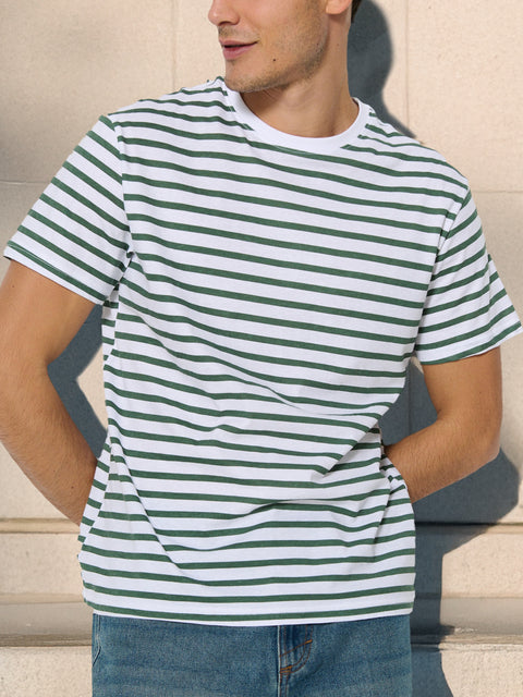 Sinsay Men's Green/White Striped Short-Sleeved T-Shirt | Sinsay In Lebanon