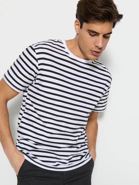 Sinsay Men's Black/White Striped Short-Sleeve T-Shirt | Sinsay In Lebanon