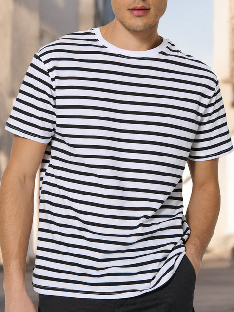 Sinsay Men's Black/White Striped Short-Sleeve T-Shirt | Sinsay In Lebanon