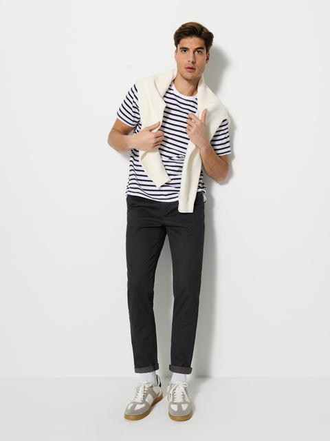 Sinsay Men's Black/White Striped Short-Sleeve T-Shirt | Sinsay In Lebanon