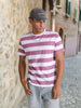 Sinsay Men's Purple and White Striped Short Sleeve T-Shirt | Sinsay in Lebanon