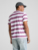 Sinsay Men's Purple and White Striped Short Sleeve T-Shirt | Sinsay in Lebanon
