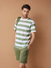 Sinsay Men's White & Green Striped Regular Fit Basic T-Shirt | Sinsay In Lebanon