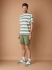 Sinsay Men's White & Green Striped Regular Fit Basic T-Shirt | Sinsay In Lebanon