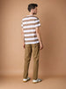 Sinsay Men's Brown and White Striped Crew Neck T-Shirt | Sinsay in Lebanon