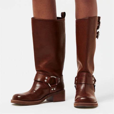 Steve Madden Women's Brown Leather Eastern Boot|Steve Madden In Lebanon