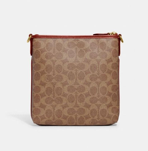 Coach Women's   Beige/Brown Signature Coated Canvas Small Zip-Top Wristlet CrossBody Bag |  Coach  In Lebanon