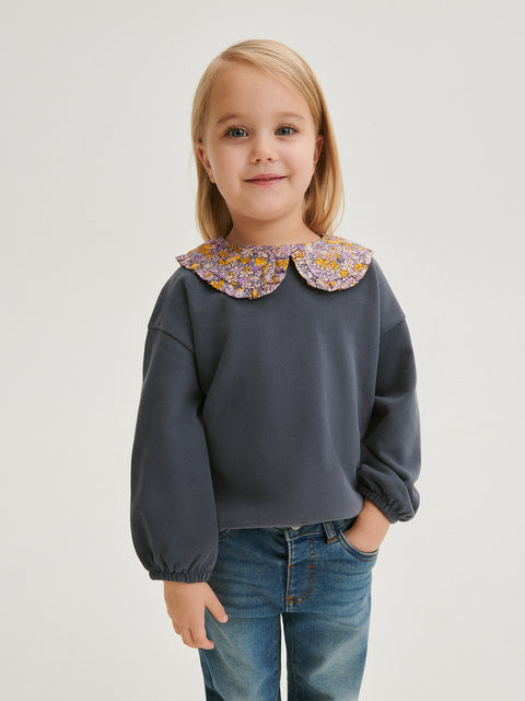 Reserved Girl's Dark Grey Cotton Sweatshirt With Collar | Reserved In Lebanon