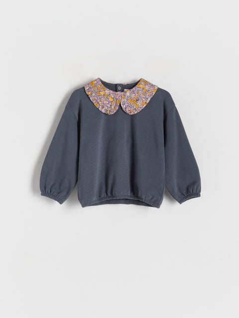 Reserved Girl's Dark Grey Cotton Sweatshirt With Collar | Reserved In Lebanon