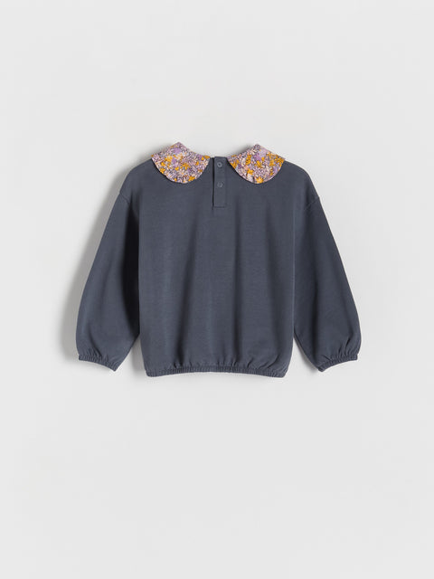 Reserved Girl's Dark Grey Cotton Sweatshirt With Collar | Reserved In Lebanon