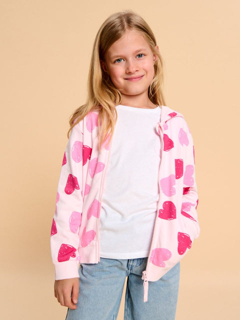 Sinsay Girl's Light Pink Hearts Printed Hooded Transitional Jacket | Sinsay In Lebanon