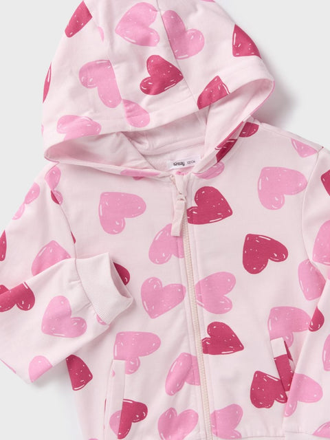 Sinsay Girl's Light Pink Hearts Printed Hooded Transitional Jacket | Sinsay In Lebanon