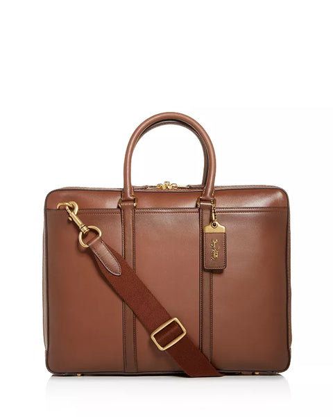 Coach Men's Brown Metropolitan Slim Brief Leather Bag |Coach In Lebanon