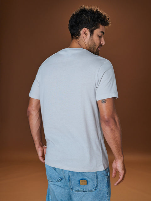 Sinsay Men's Light Grey Regular Short-sleeved T-shirt | Sinsay in Lebanon