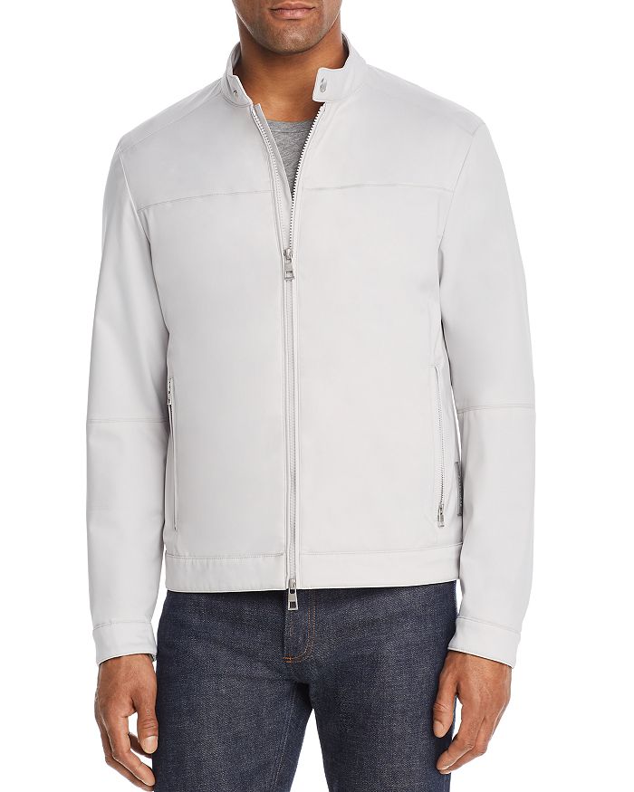 Michael Kors Men's Light Gray Zip-Front Racer Jacket | Michael Kors In Lebanon