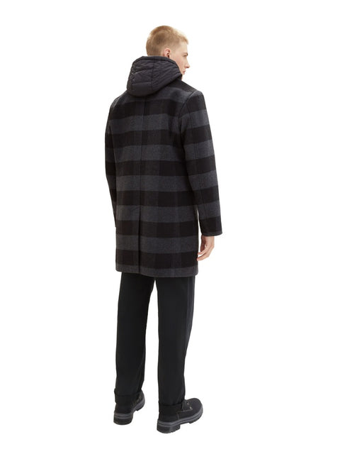 Tom Tailor Denim Men's Black & Gray Checkered Wool Coat | Tom Tailor In Lebanon