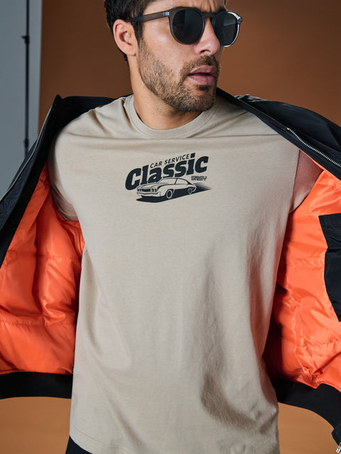 Sinsay Men's Beige Short-Sleeved Cotton T-Shirt | Sinsay In Lebanon