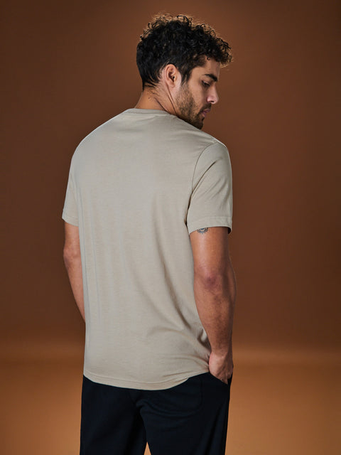 Sinsay Men's Beige Short-Sleeved Cotton T-Shirt | Sinsay In Lebanon