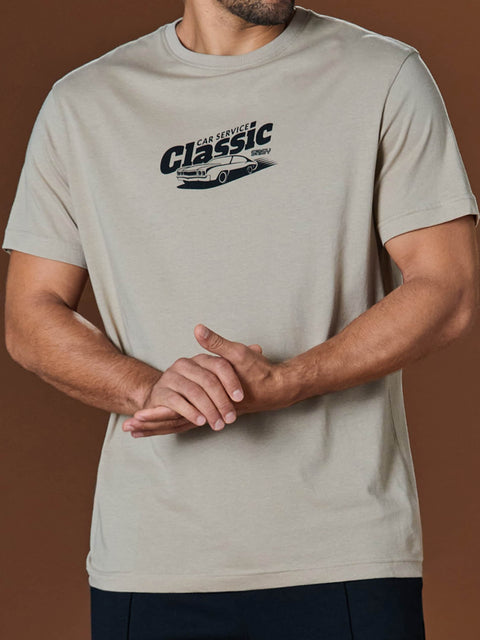 Sinsay Men's Beige Short-Sleeved Cotton T-Shirt | Sinsay In Lebanon