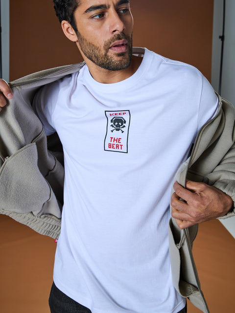 Sinsay Men's White Printed T-Shirt|Sinsay In Lebanon