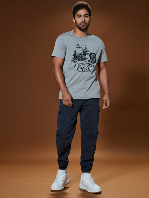 Sinsay Men's Light Grey Short-Sleeve T-Shirt With Bike Print | Sinsay In Lebanon