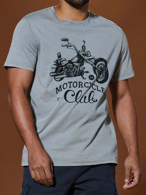 Sinsay Men's Light Grey Short-Sleeve T-Shirt With Bike Print | Sinsay In Lebanon