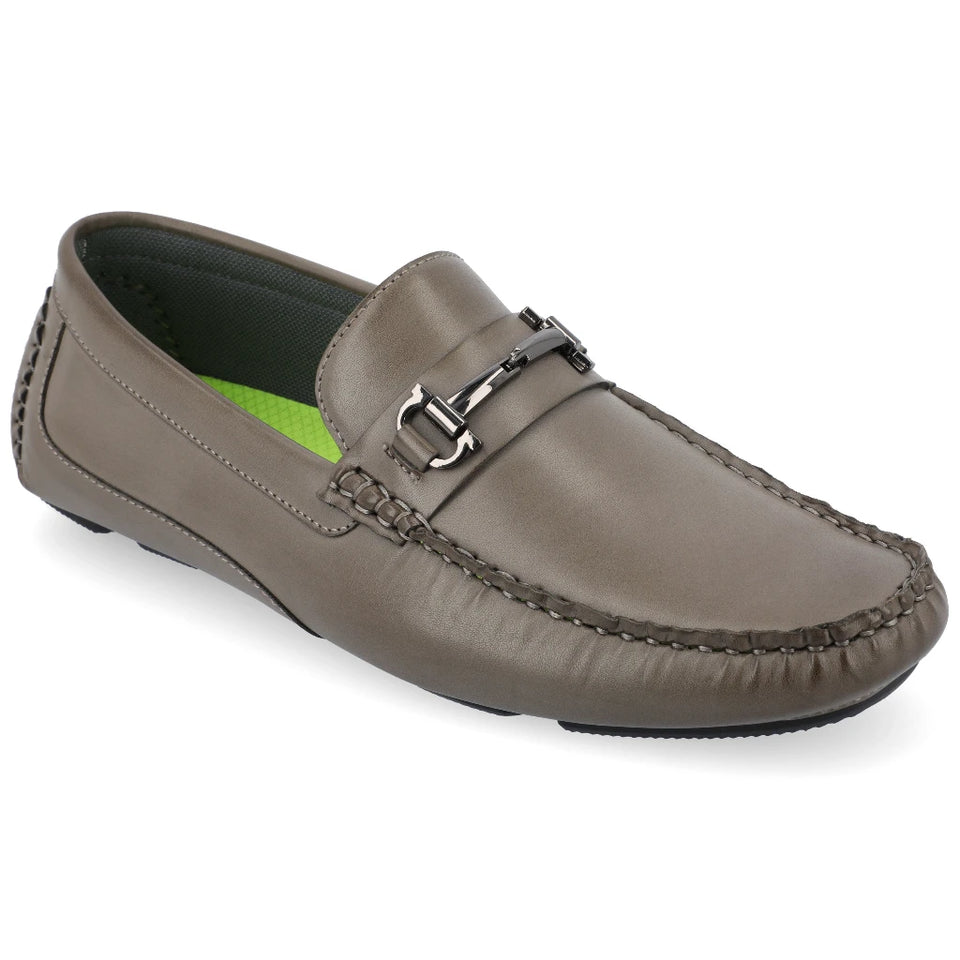 Vance Co.Men's Grey Holden Slip-on Bit Driving Loafer